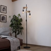 EGLO Lampadaire Townshend à 2 lampes. noir/bois clair