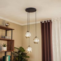 EMIBIG LIGHTING Starla hanging light, graphite glass, 3-bulb round