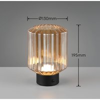 Reality Leuchten Lord LED-bordslampa, svart/amber, höjd 19,5 cm, glas