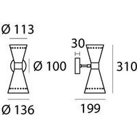 Stilnovo vägglampa Megafono, svart, bredd 14 cm, 2 lampor