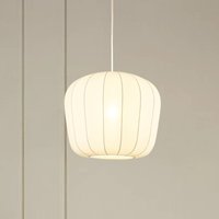 Lindby hänglampa Helin, vit, Ø 35 cm, tyg