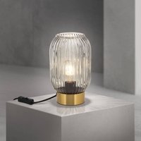 ORION Bordslampa Carneval, rökgrå, glas, höjd 23,5 cm, E27