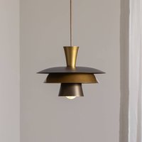 Luminex Plato hanging light, titanium/gold, Ø 34 cm, steel