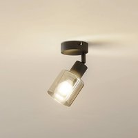 Plafonnier Lindby Netty, à 1 lampe, gris, verre