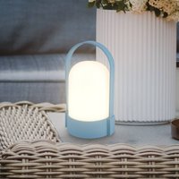 Briloner ASA LED rechargeable table lamp, dove blue, height 15.5 cm, IP44