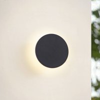 Arcchio LED-utomhusvägglampa Gravo, Ø 16 cm, svart, IP65