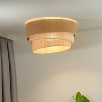 Euluna Trio ceiling lamp, jute, natural brown/white/raffia, Ø 60 cm