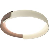 kdln Plafonnier LED Dala, blanc sable/bois, Ø 58 cm, à intensité variable