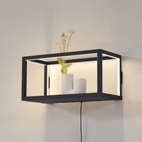 Lindby LED-vägglampa Birta, stickkontakt, hylla, 51 cm, USB