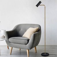 Trio Lighting Marley golvlampa, svart/mässing, höjd 151 cm, metall