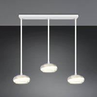 Trio Lighting Tarsia LED hanging light, matt white, length 91 cm, glass, 3-bulb.