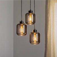 Eko-Light Sombra pendant light, smoke, 3-bulb, round
