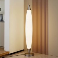 Lucande LED-golvlampa Tarell, vit/nickel, 146 cm, dimbar