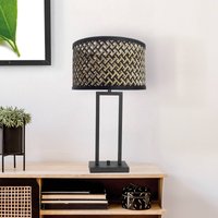 Steinhauer Stang 3703ZW table lamp, black/natural wickerwork