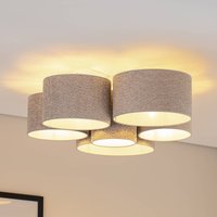 Euluna Boucle ceiling light with six lampshades, grey