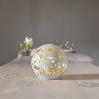 STAR TRADING Lampe sphérique LED Merry X-Mas Ø 15cm blanc verre Fonctionnement sur piles