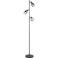 Reality Leuchten Cadiz floor lamp, black/anthracite, 3-bulb, height 154 cm