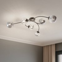 EMIBIG LIGHTING Vibra ceiling lamp, smoke grey/black, length 97 cm, 6-bulb.