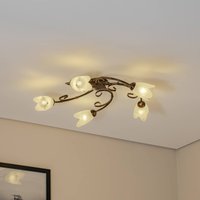 ONLI Plafonnier Odino, à 5 lampes, couleur bronze, métal, verre