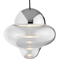 DESIGN BY US Nutty XL LED pendant light, clear/chrome-coloured, Ø 30 cm, glass