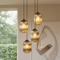EMIBIG LIGHTING Verdi pendellampa, Ø 30 cm, svart/rökgrå, glas, 4 lampor.