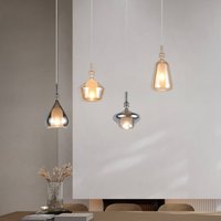 Trio Lighting Hänglampa Aldea, längd 65 cm, vit/bärnstensfärgad/kromglas, 4 lampor