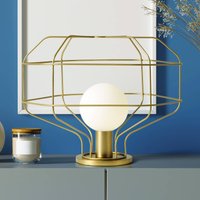 miloox by Sforzin Wire table lamp, gold, metal cage, 40 x 33 cm, dimmable