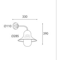 Moretti Luce Outdoor wall lamp Campanula 2090 antique brass depth 33 cm IP44