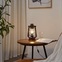 Lindby table lamp Raisa, rust-coloured, metal, lantern, E14