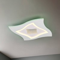 Trio Lighting Klint LED ceiling light, length 50 cm, matt white, metal RGBW