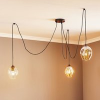EMIBIG LIGHTING Pendellampa Starla, glas grafit/amber/klar, 3 lampor decentral