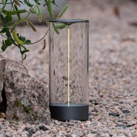 Konstsmide Edison LED rechargeable table lamp, height 32 cm, grey/clear, IP54