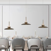 PURE Moon LED hanging light, bronze, amber glass (dark), 3-bulb.