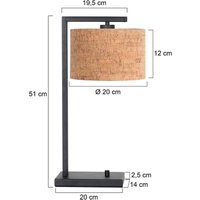 Steinhauer Bordslampa Stang, svart/brun, höjd 51 cm, kork
