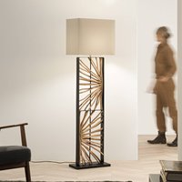 Luce Ambiente Design ETHERNAL floor lamp, black/wood/white, height 165 cm, wood/fabric