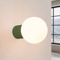 SOLLUX LIGHTING Applique murale ORBI, vert olive, verre/métal, Ø 12 cm, IP44, G9
