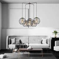 EMIBIG LIGHTING Pendellampa Albio 6 med burskärmar, svart