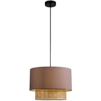Viokef Rika hanging light, Ø 34 cm, grey/natural, fabric/rattan