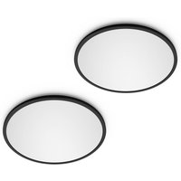 Philips LED SuperSlim 2-pack svart IP44 Ø 25 cm 2 700 K