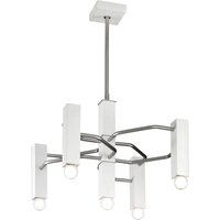 Metallux Raster hanging light, five-bulb, matt nickel/white