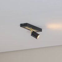 Luminex Rodez ceiling spotlight, black/gold, length 30 cm, steel
