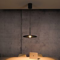 LED-hänglampa PURE E-Vitrum, platina, glas/aluminium, CCT