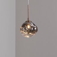 Lucea Hänglampa Herman, guldfärgad, Ø 18 cm, glas, järn