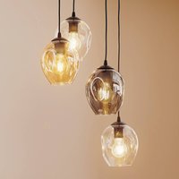 EMIBIG LIGHTING Pendellampa Starla rund 4 lampor grafit/amber/klar