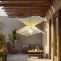 Lindby outdoor pendant light Valdorin, beige, cotton, Ø 40cm