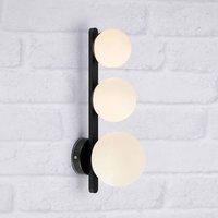 Markslöjd Vägglampa till bad Puro svart 3 lampor glas