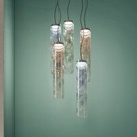 kdln LED-pendellampa Jer 1, rökblå, Ø 10 cm, glas