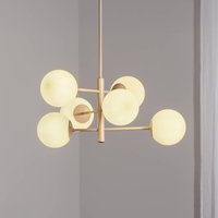 Domiluce Suspension Aurora, beige, Ø 60 cm, à 6 lampes, verre, E14