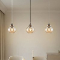 Lindby pendant light Tymoni, 3-bulb, amber, glass, Ø 20 cm