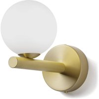 Wandleuchte Pomi, 1-flammig, goldfarben, Glas, Kugel